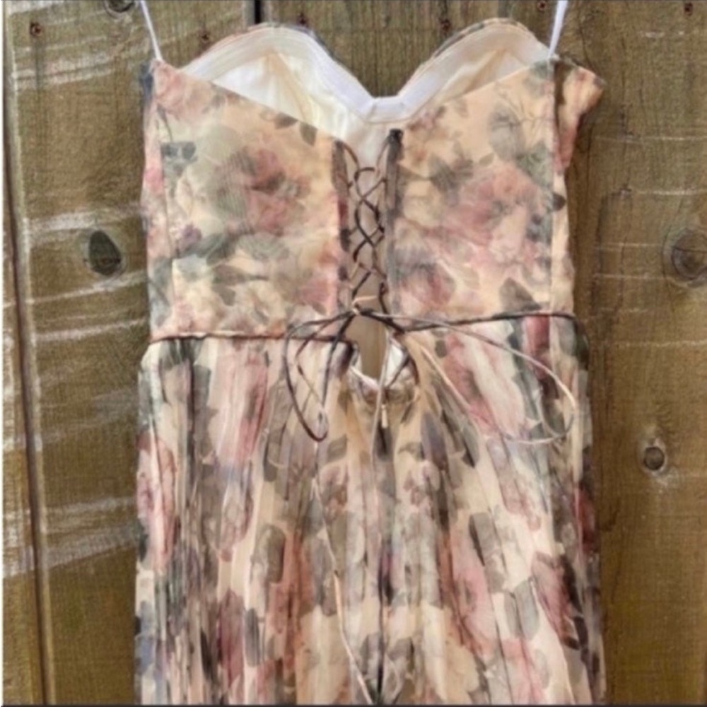 Ivory Floral Bustier Corset Organza Lace-Up Maxi Dress 🌿 - Picture 8 of 13
